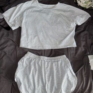 Striped Gray and White Lounge Set